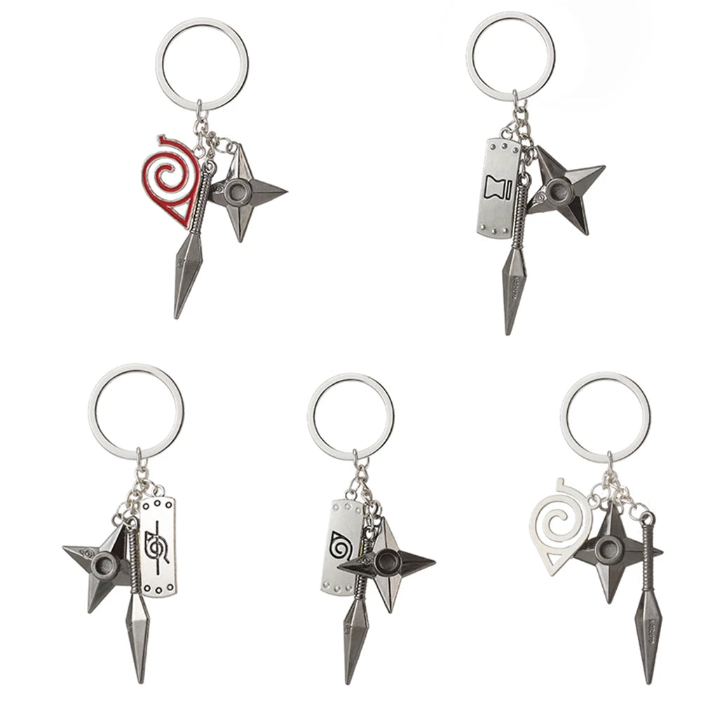 New Anime Kunai Shuriken Konoha Ninja Keychain for Car Keys Bag Backpack Trinkets Keyring Accessory Gifts