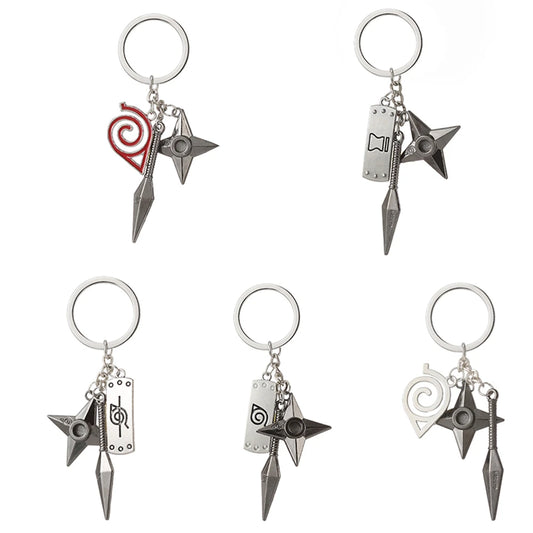 New Anime Kunai Shuriken Konoha Ninja Keychain for Car Keys Bag Backpack Trinkets Keyring Accessory Gifts